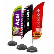 Wind Banner Personalizado Tecido Frente e Verso Kit Completo