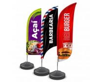 Wind Banner Personalizado Tecido Frente e Verso Kit Completo